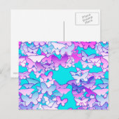 Carte Postale Papillons, violet et turquoise (Devant / Derrière)