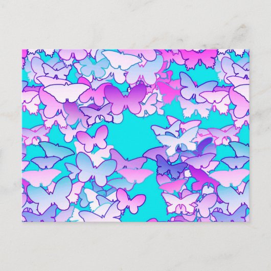 Carte Postale Papillons, violet et turquoise (Devant)