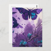 Carte Postale Papillons Violets (Devant / Derrière)