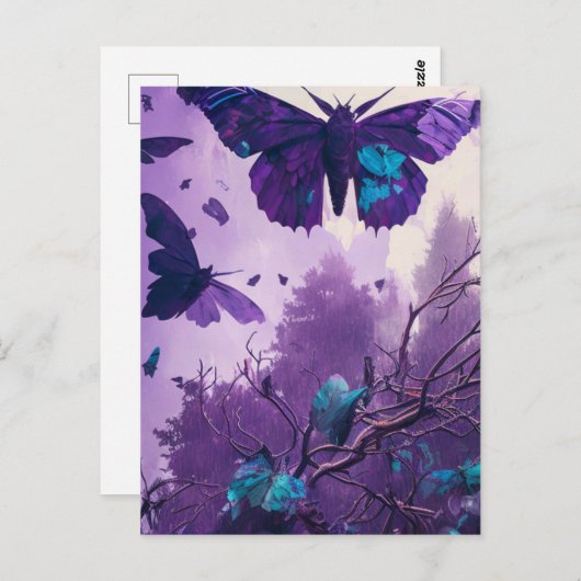 Carte Postale Papillons Violets (Devant / Derrière)