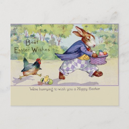 Carte Postale Pâques Animaux Mignons Vintage (Devant)
