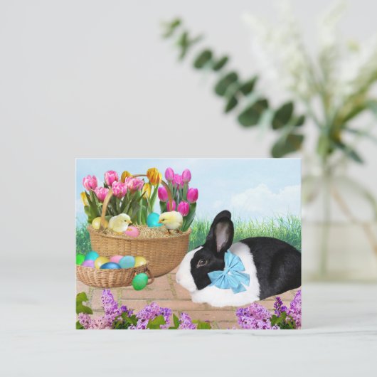 Carte postale Pâques Bunny Panier (Debout devant)