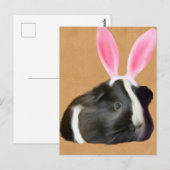 Carte Postale Pâques Cochon De Guinée Noir Et Blanc (Devant / Derrière)