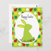 Carte Postale Pâques de pickleball joyeuse, mignon vert (Devant / Derrière)