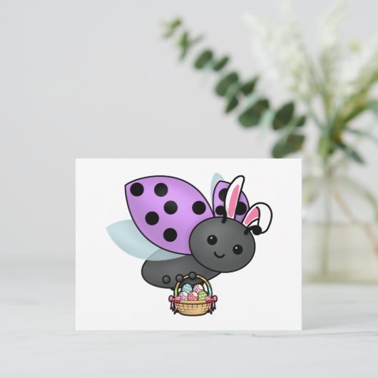 Carte Postale Pâques Ladybug (Debout devant)