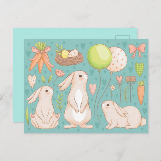 Carte Postale Pâques mignonnes (Devant / Derrière)