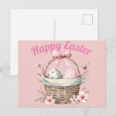 Carte Postale Pâques roses joyeuses (Devant / Derrière)