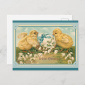 Carte Postale Pâques salutations mignon Vintage poussin (Devant / Derrière)
