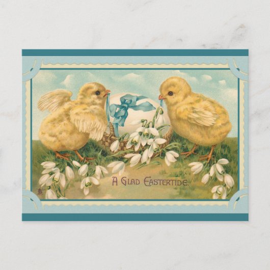Carte Postale Pâques salutations mignon Vintage poussin (Devant)