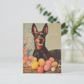 Carte Postale Pâques Vintages Dobermann (Debout devant)