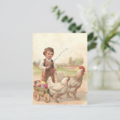 Carte Postale Pâques vintages poulets et petits garçons (Debout devant)