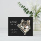Carte Postale Paquet Wolf Famille Force Quote d'aquarelle Animal (Debout devant)