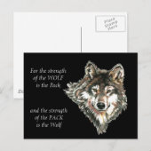 Carte Postale Paquet Wolf Famille Force Quote d'aquarelle Animal (Devant / Derrière)