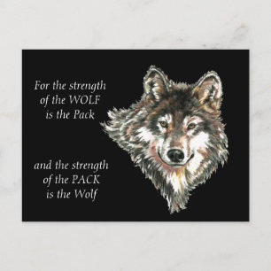 Carte Postale Paquet Wolf Famille Force Quote d'aquarelle Animal