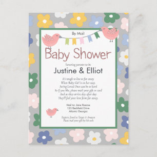 Carte Postale Par Fleurs de courrier et Baby shower des filles d
