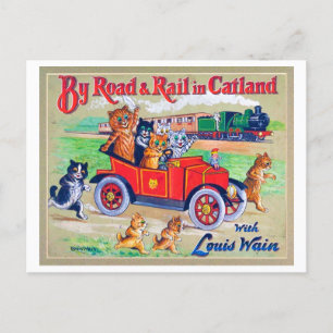 Carte Postale Par Road & Rail en Catland, Louis Wain