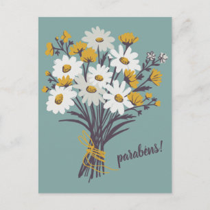 Carte Postale PARABENS FÉLICITATIONS Daisy Bouquet Custom