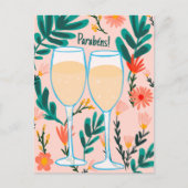 Carte Postale Parabens Vin mousseux Champagne Floral Félicitatio (Devant)