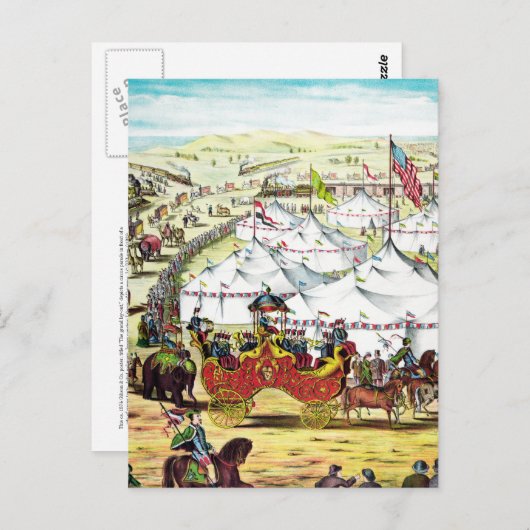 Carte Postale Parade vintage de cirque (Devant / Derrière)