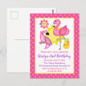 Carte Postale Paradis d'été Fête d'anniversaire Flamant Rose Per (Devant / Derrière)