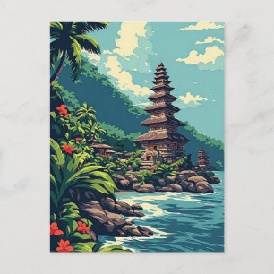 Carte Postale Paradis Rétro de la Plage de Bali Indonésie Mur De