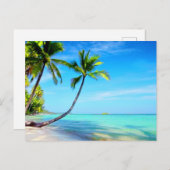 Carte Postale Paradis tropical Belle plage et palmiers (Devant / Derrière)