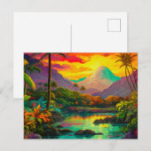 Carte Postale Paradis tropical de l'île colorée (Devant / Derrière)