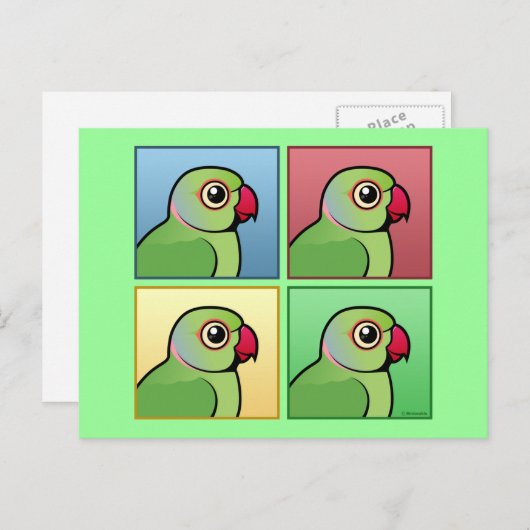 Carte Postale Parakeet à anneau Rose couleur quatre (Devant / Derrière)