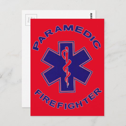 Carte Postale Paramedic du pompier (Devant / Derrière)