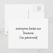 Carte Postale Paranoïaque (Devant / Derrière)