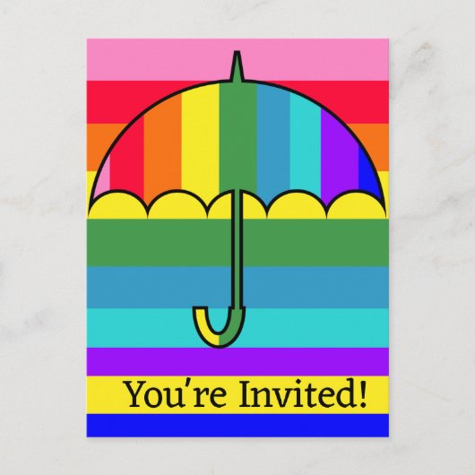 Carte Postale Parapluie à rayures arc-en-ciel (Devant)