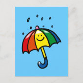 Carte Postale Parapluie arc-en-ciel et gouttes de pluie (Devant)