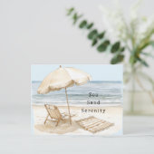 Carte Postale Parapluie de sérénité de plage de sable (Debout devant)
