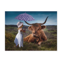 PARAPLUIE FILLE YAK DRÔLE POSTCROSSING