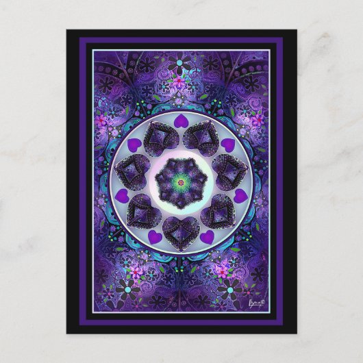 Carte Postale Parapluie violet & coeurs.7 (Devant)