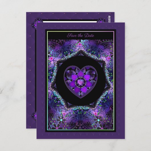 Carte Postale Parapluie violet & Coeurs .7 (Devant / Derrière)