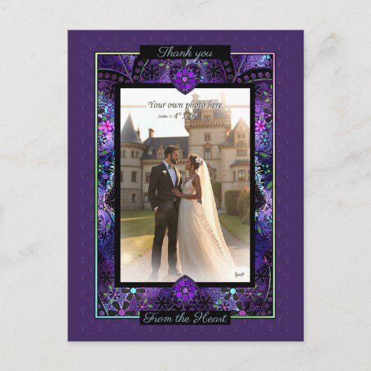 Carte Postale Parapluie violet & coeurs .7 (Devant)