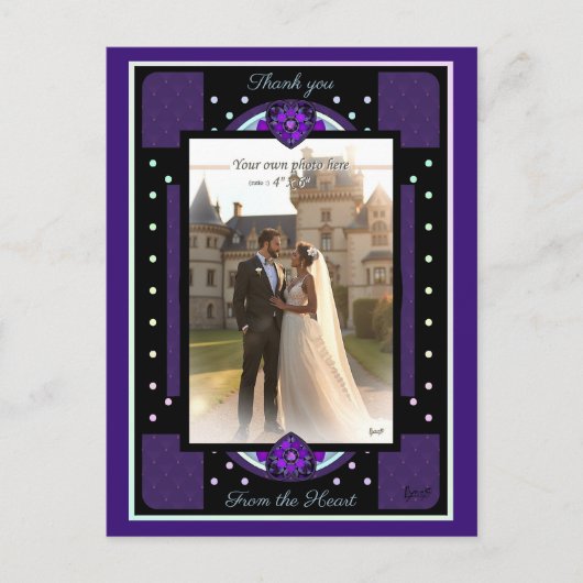 Carte Postale Parapluie violet & coeurs .7 (Devant)