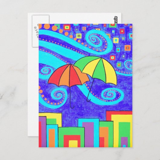 Carte Postale Parapluies (Devant / Derrière)