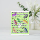 Carte Postale Parapluies colorées avec Arrière - plan Partition (Debout devant)