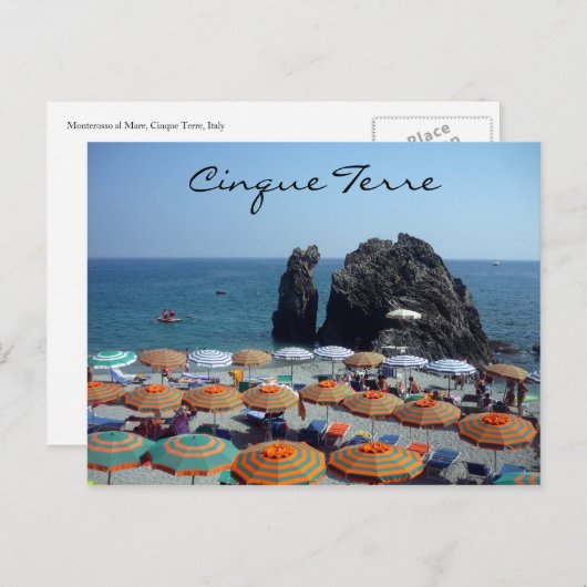 Carte Postale parapluies monterosso (Devant / Derrière)