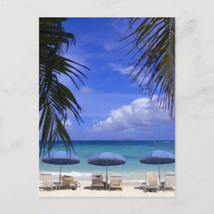 Carte Postale parapluies sur la plage, St Maarten, Caraïbes