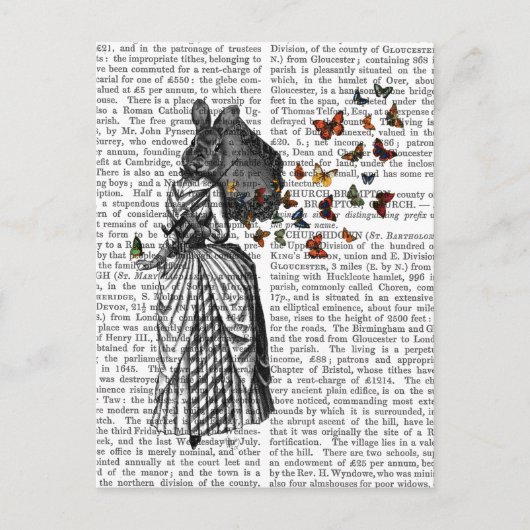 Carte Postale Parasol lapin et papillon 2 (Devant)