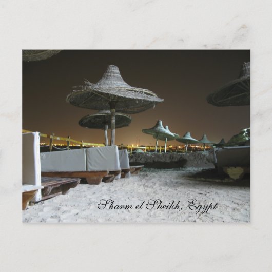 Carte Postale Parasols la nuit à Sharm el Sheikh, Egypte (Devant)