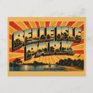 Carte Postale Parc Belle Isle Michigan Forêt fluviale Lacs Art