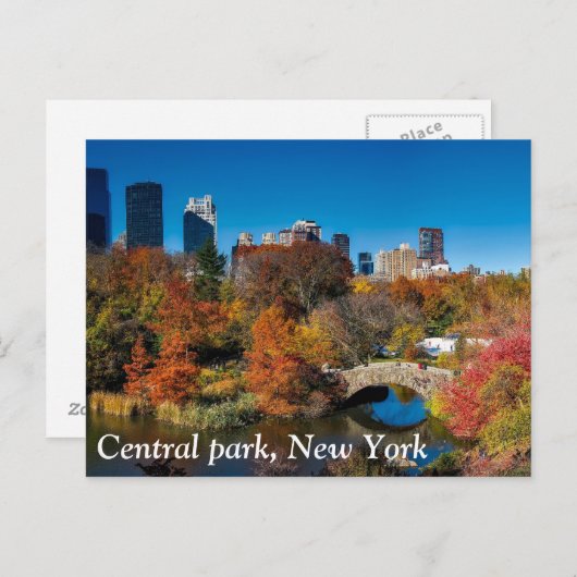 Carte Postale Parc central en automne feuillage New York (Devant / Derrière)