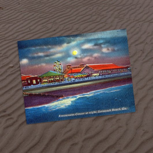 Carte Postale Parc d'attractions Night Tybee Island Beach Histor