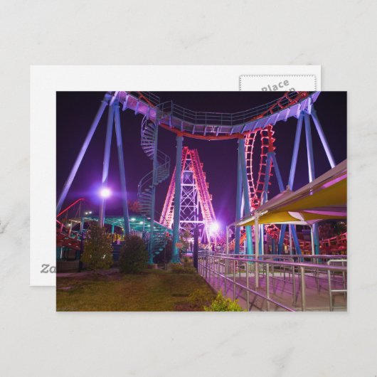 Carte Postale parc d'attractions roller dessous de verre (Devant / Derrière)