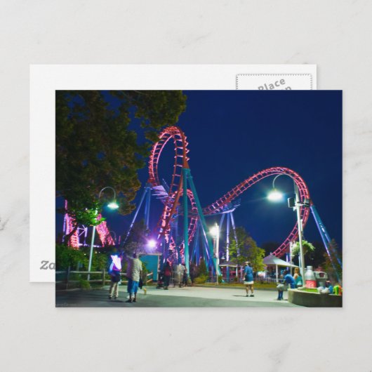 Carte Postale parc d'attractions roller dessous de verre (Devant / Derrière)