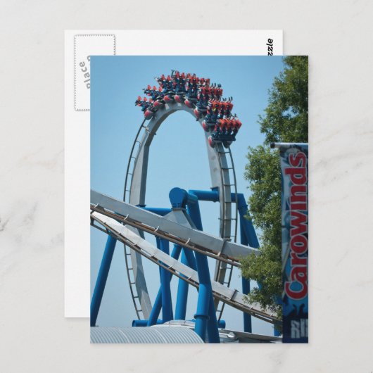 Carte Postale parc d'attractions roller dessous de verre (Devant / Derrière)